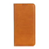 iPhone 14 Leather Wallet Case & Magnetic Lock - Light Brown