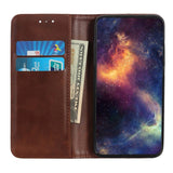 iPhone 14 Leather Wallet Case & Magnetic Lock - Dark Brown