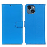 iPhone 14 Leather Case w. Magnetic Lock & Wallet - Blue