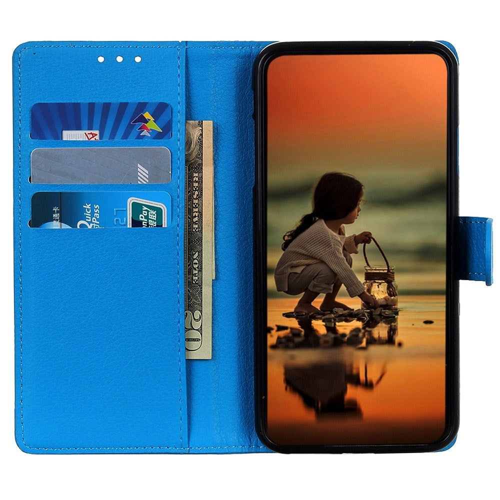 iPhone 14 Leather Case w. Magnetic Lock & Wallet - Blue