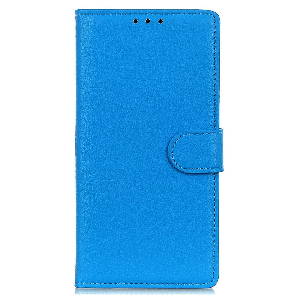 iPhone 14 Leather Case w. Magnetic Lock & Wallet - Blue