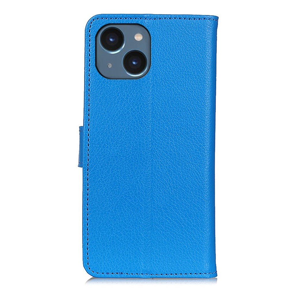 iPhone 14 Leather Case w. Magnetic Lock & Wallet - Blue