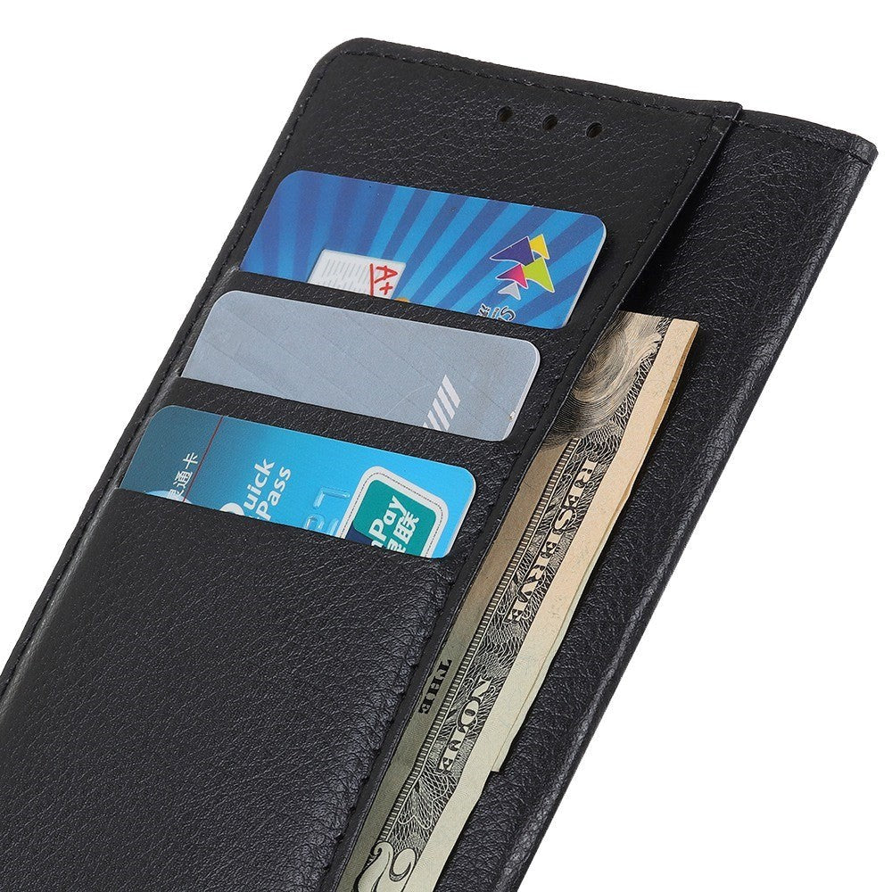 iPhone 14 Leather Case w. Magnetic Lock & Wallet - Black