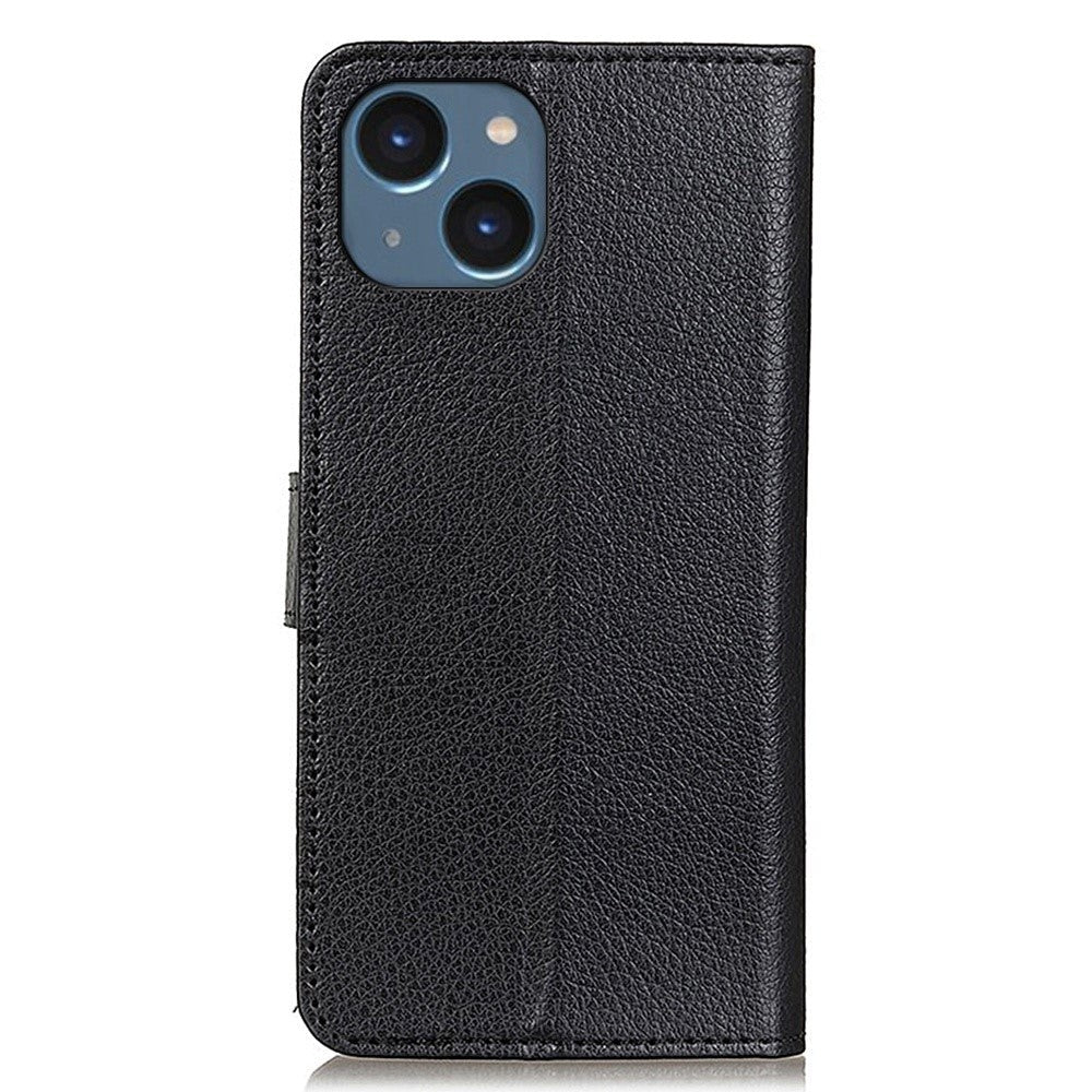 iPhone 14 Leather Case w. Magnetic Lock & Wallet - Black