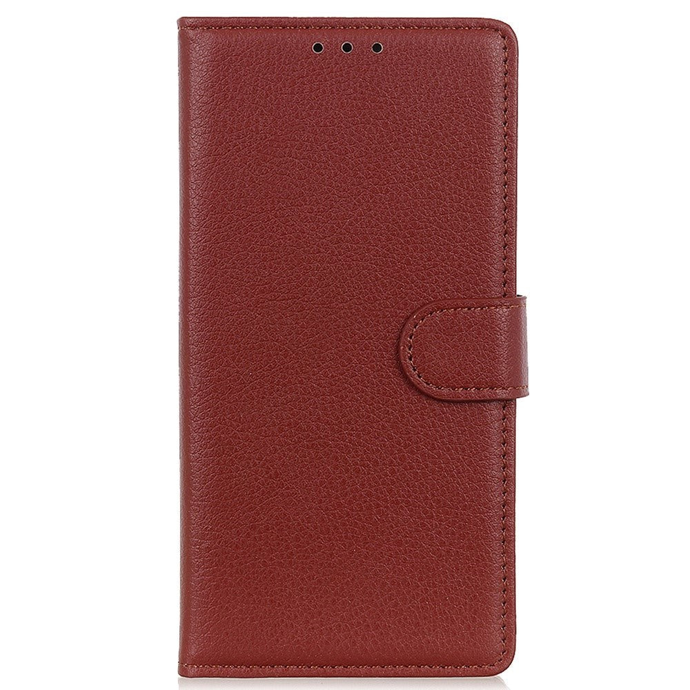 iPhone 14 Leather Case w. Magnetic Lock & Wallet - Brown