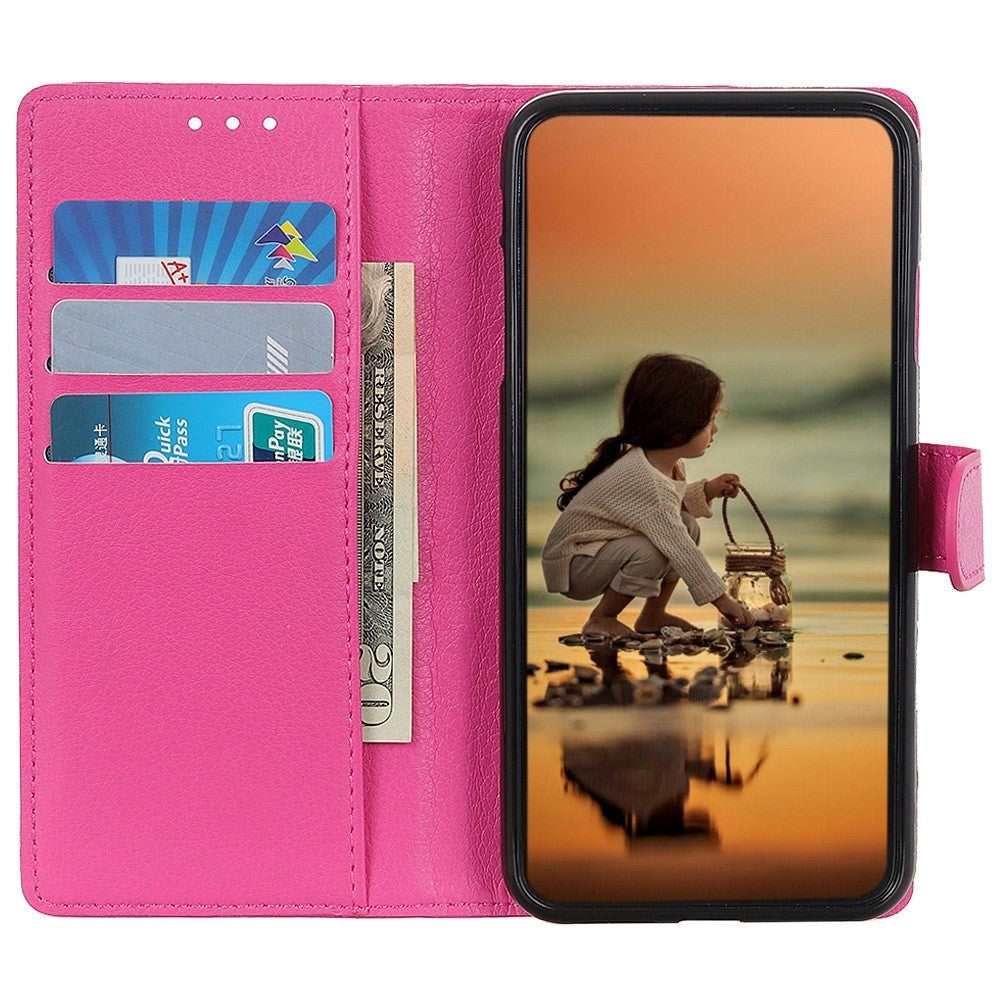 iPhone 14 Leather Case w. Magnetic Lock & Wallet - Pink