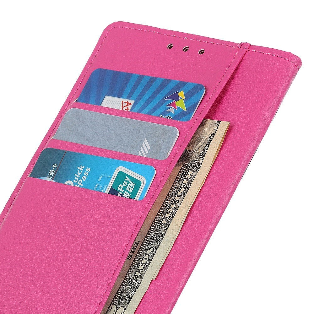 iPhone 14 Leather Case w. Magnetic Lock & Wallet - Pink