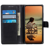 iPhone 14 Pro Litchi Leather Wallet Case & Magnetic Lock - Black