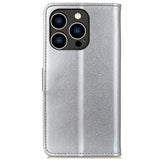 iPhone 14 Pro Leather Wallet Case & Kickstand - Silver