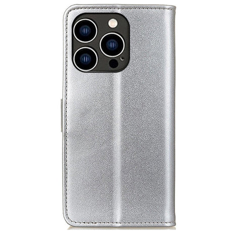 iPhone 14 Pro Leather Wallet Case & Kickstand - Silver