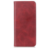 iPhone 14 Plus Leather Wallet Case & Magnetic Lock - Red