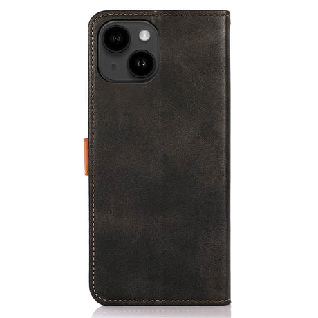 iPhone 14 Plus Khazneh Leather Flip Case with Wallet & Card Holder - Black