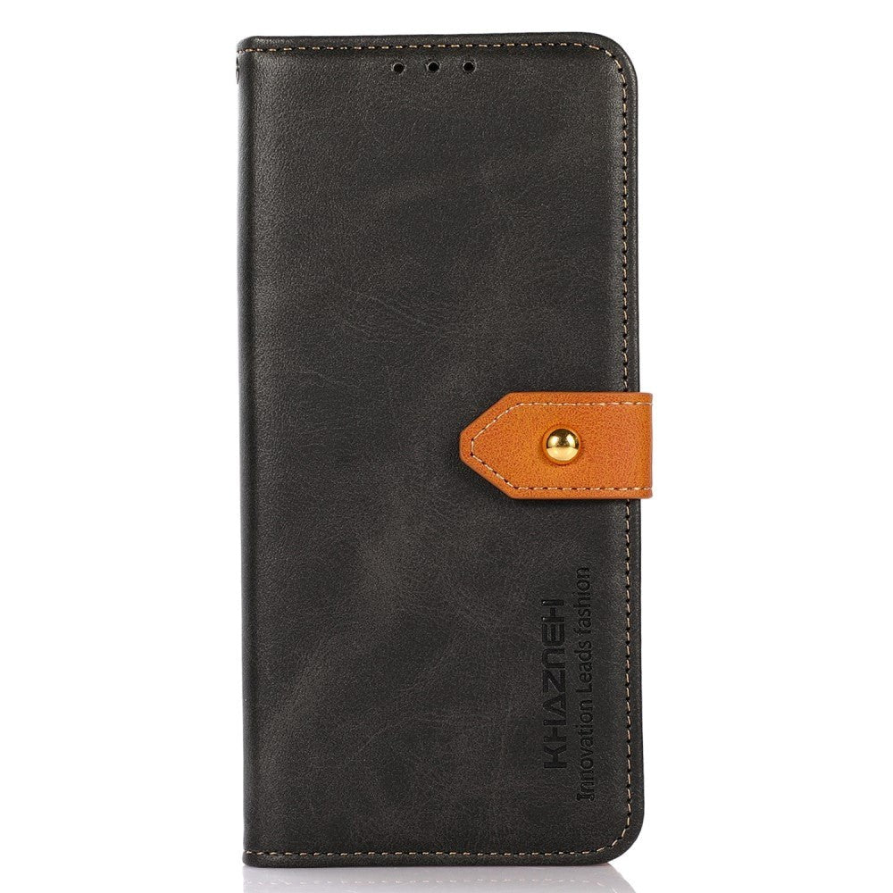 iPhone 14 Plus Khazneh Leather Flip Case with Wallet & Card Holder - Black