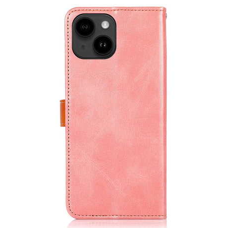 iPhone 14 Plus Khazneh Leather Flip Case with Wallet & Card Holder - Rose Gold