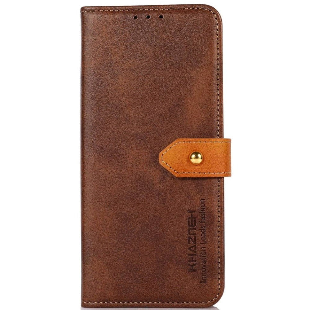 iPhone 14 Plus Khazneh Leather Flip Case with Wallet & Card Holder - Brown