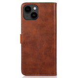 iPhone 14 Plus Khazneh Leather Flip Case with Wallet & Card Holder - Brown