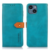 iPhone 14 KHAZNEH Leather Flip Case with Wallet & Card Holder - Blue