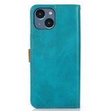 iPhone 14 KHAZNEH Leather Flip Case with Wallet & Card Holder - Blue