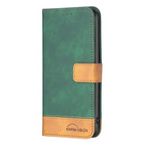 iPhone 14 Pro Soft Leather Flip Case with Wallet & Brown Bottom - Green