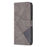 iPhone 14 Pro Leather Flip Case w. Geometric Pattern - Gray