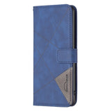 iPhone 14 Pro Leather Flip Case w. Geometric Pattern - Blue