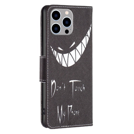 iPhone 14 Pro Max Leather Wallet Case - "Don't Touch My Phone"