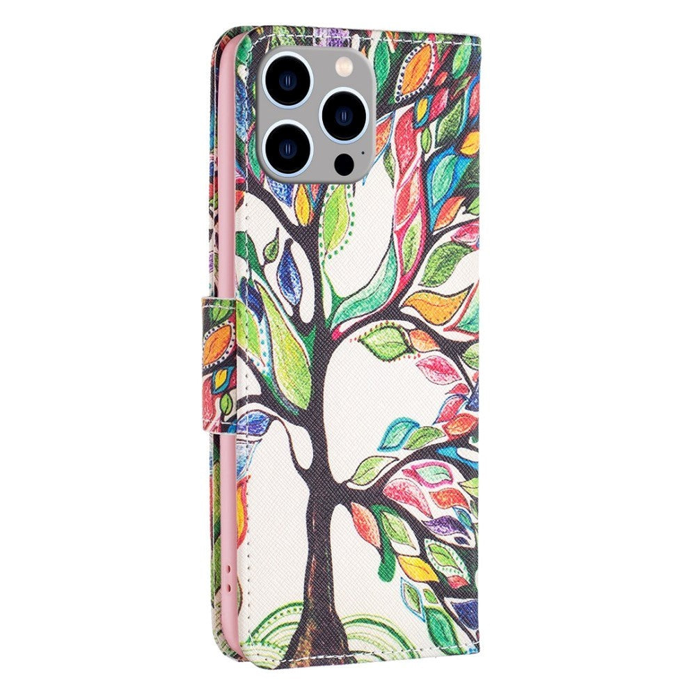 iPhone 14 Pro Max Leather Wallet Case & Print - Colorful Tree