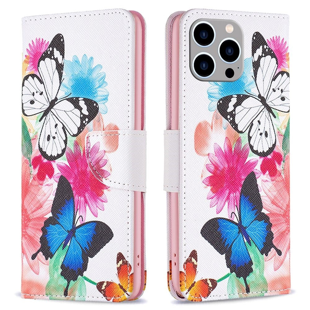 iPhone 14 Pro Max Leather Wallet Case - Butterflies