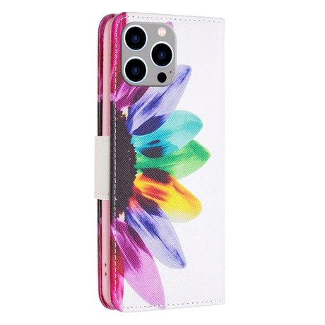 iPhone 14 Pro Max Leather Wallet Case & Print - Coloured Flower