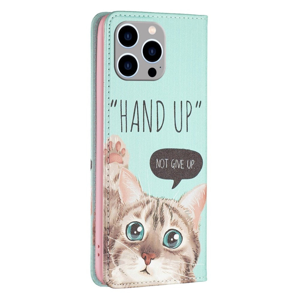 iPhone 14 Pro Max Leather Wallet Case & Stand Mode - Cat