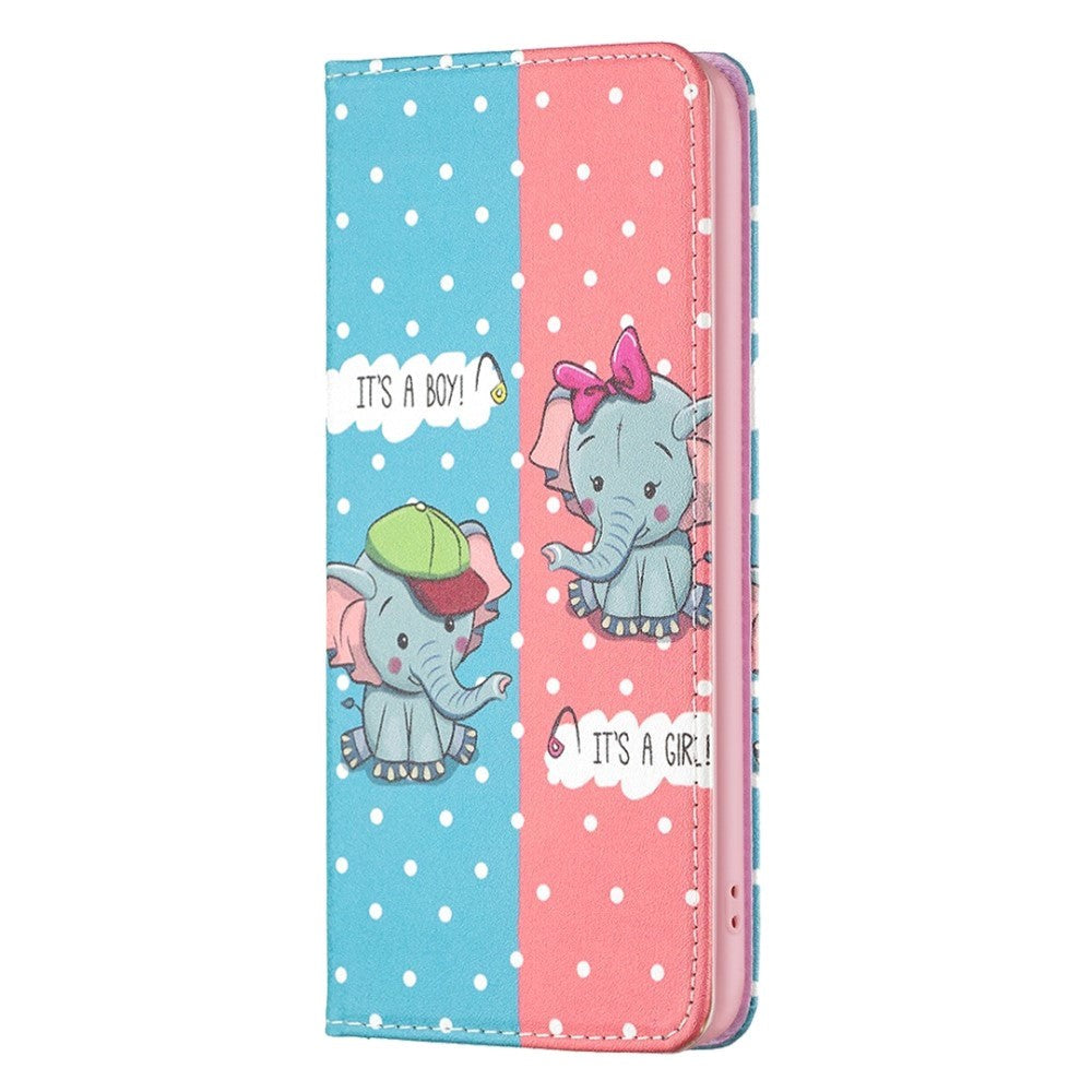 iPhone 14 Pro Max Leather Wallet Case & Stand Mode - Elephants