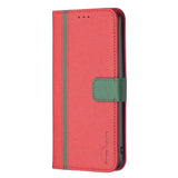 iPhone 14 Pro Max BINFIN Matte Leather Wallet Case & Magnetic Lock - Red