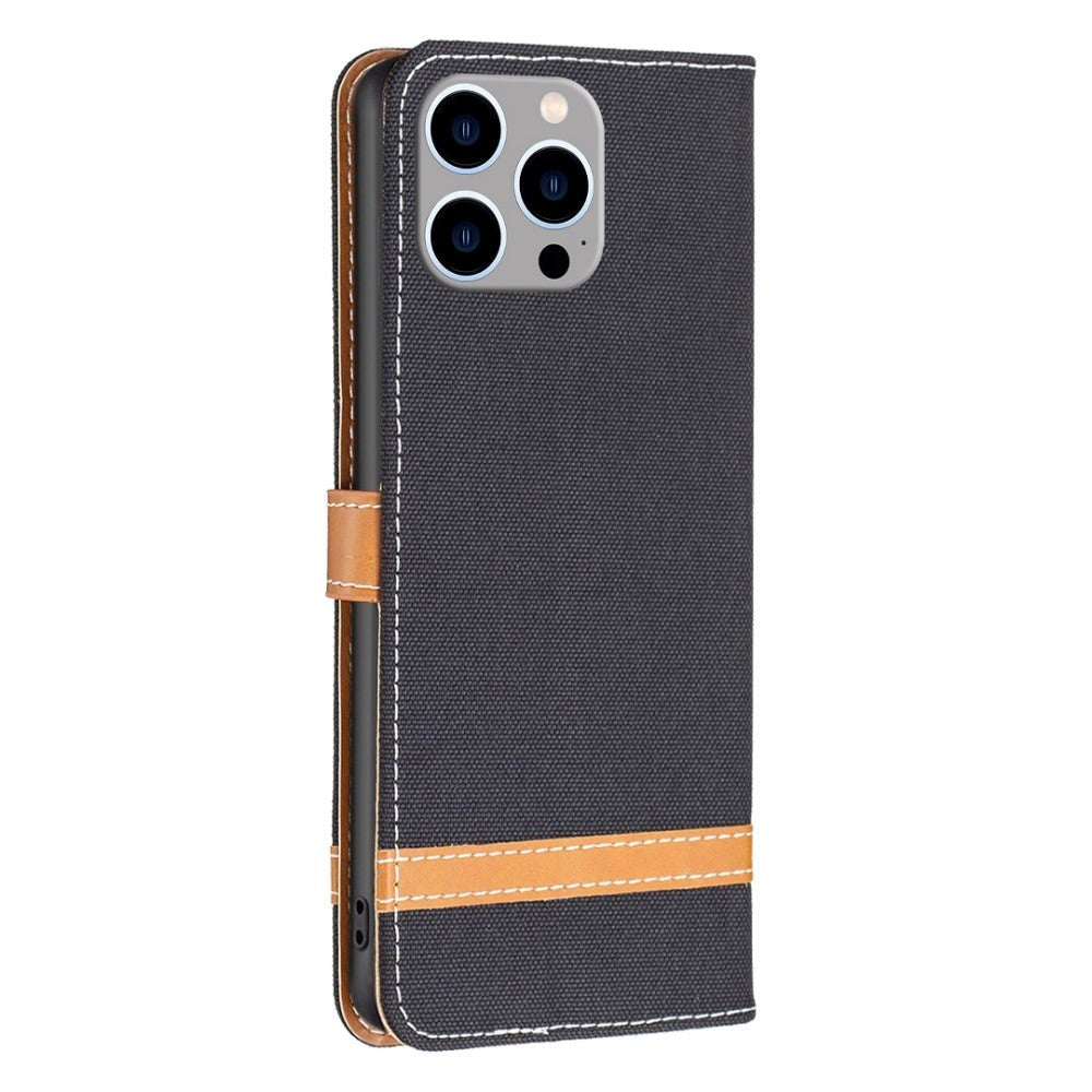 iPhone 14 Pro Max Leather Flip Case - Black