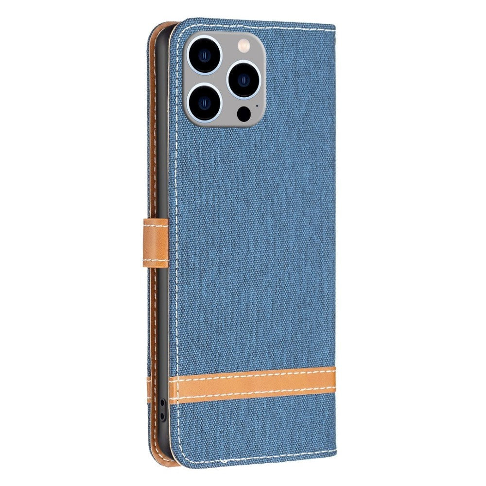 iPhone 14 Pro Max Leather Flip Case - Navy Blue