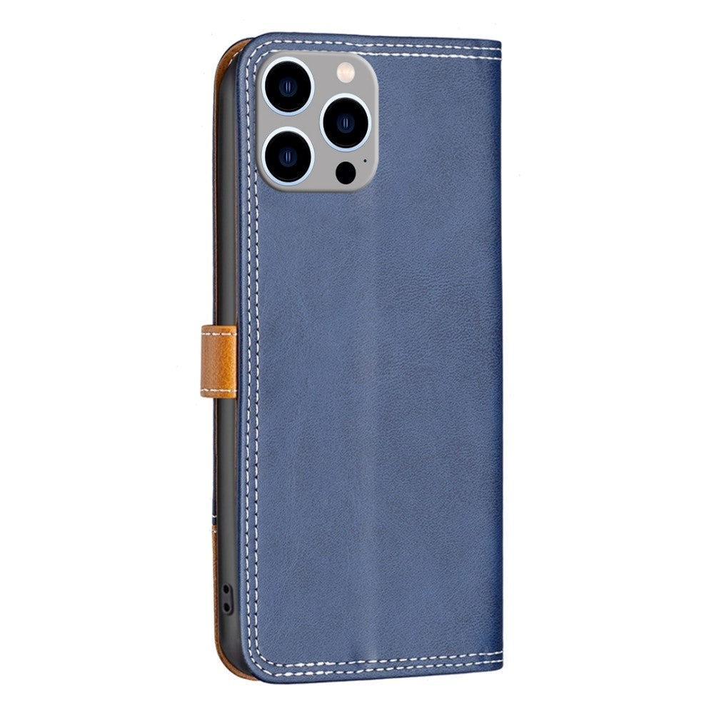 iPhone 14 Pro Max Binfen Soft Leather Wallet Case - Blue