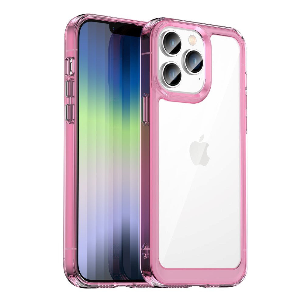 iPhone 14 Pro Hybrid Plastic Case - Transparent / Transparent Pink