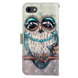 iPhone SE (2022 / 2020) / 8 / 7 Artificial Leather Flip Case with Strap & Purse - Owl