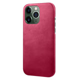 iPhone 14 Pro Max Leather Coated Plastic Case - Pink