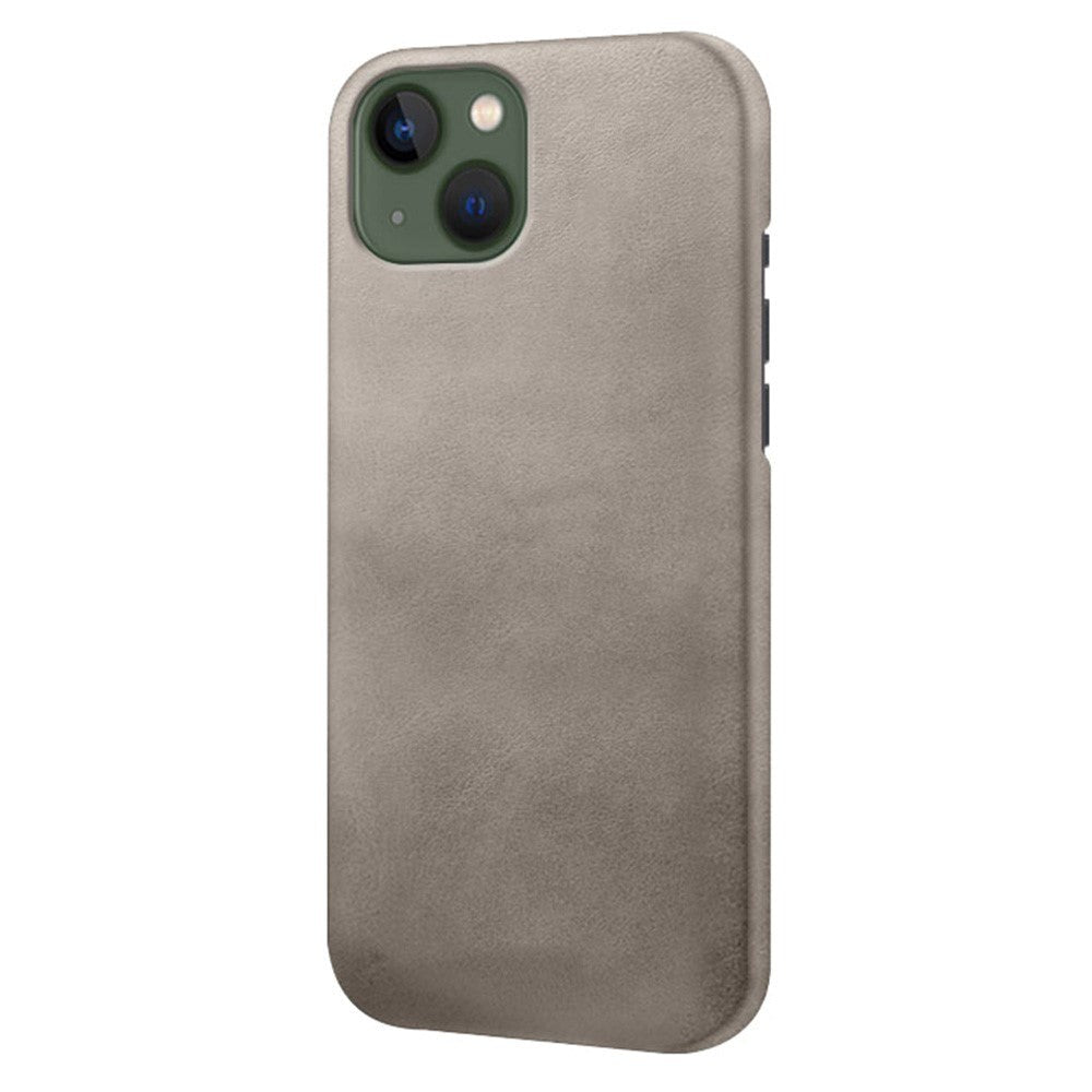 iPhone 14 Plus Leather Coated Plastic Case - Gray