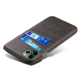 iPhone 14 Leather Coated Plastic Case with Card Holder - Black