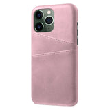 iPhone 14 Pro Leather Coated Plastic Case with Card Holder - Rose Gold