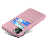 iPhone 14 Pro Leather Coated Plastic Case with Card Holder - Rose Gold