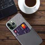 iPhone 14 Pro Leather & Textile Case w. Card Pocket - Grey