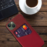 iPhone 14 Plus Leather & Textile Case w. Card Pocket - Red