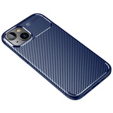 iPhone 14 Carbon Fiber Flexible Plastic Case - Blue