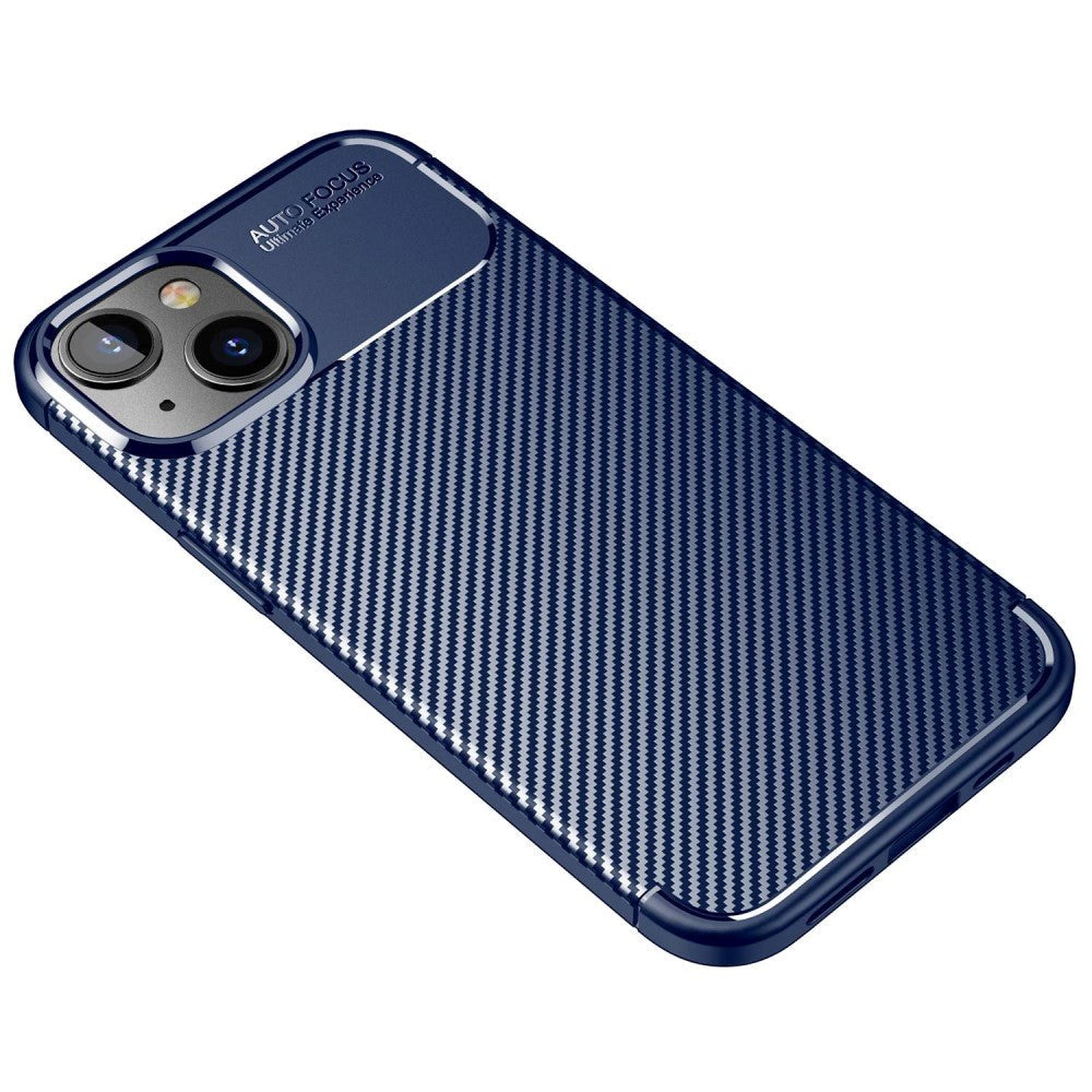 iPhone 14 Plus Carbon Fiber Flexible Plastic Case - Blue