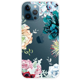 iPhone 14 Pro Flexible Plastic Case - Transparent / Colorful Flowers