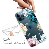 iPhone 14 Pro Flexible Plastic Case - Transparent / Colorful Flowers