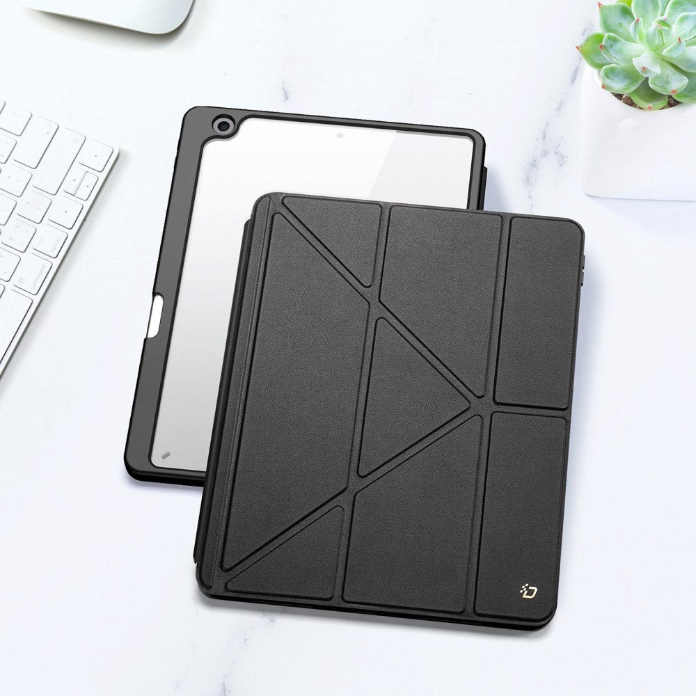 iPad 10.2" (2021 / 2020 / 2019) PU Leather / Plastic Flip Case - DUX DUCIS MAGI Series - Transparent / Black