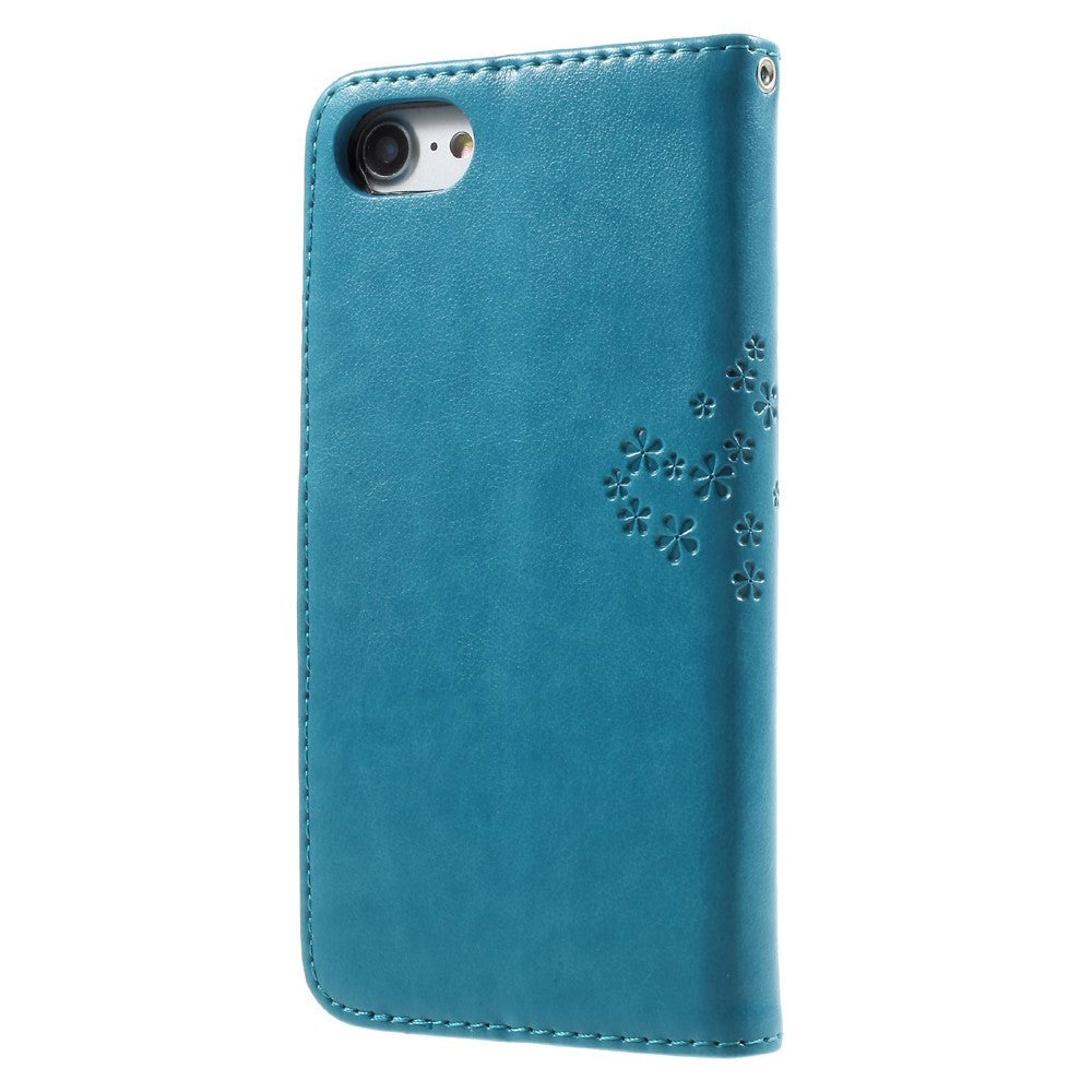 iPhone SE (2022/2020)/8/7 Leather Wallet Case - Owls in Tree - Blue